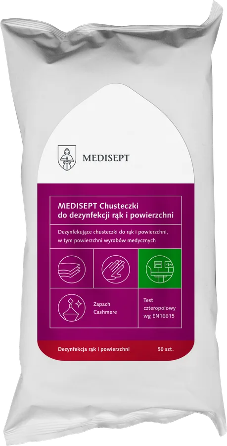 MEDISEPT Chusteczki do dezynfekcji rąk i powierzchni a50 zap.cashmere