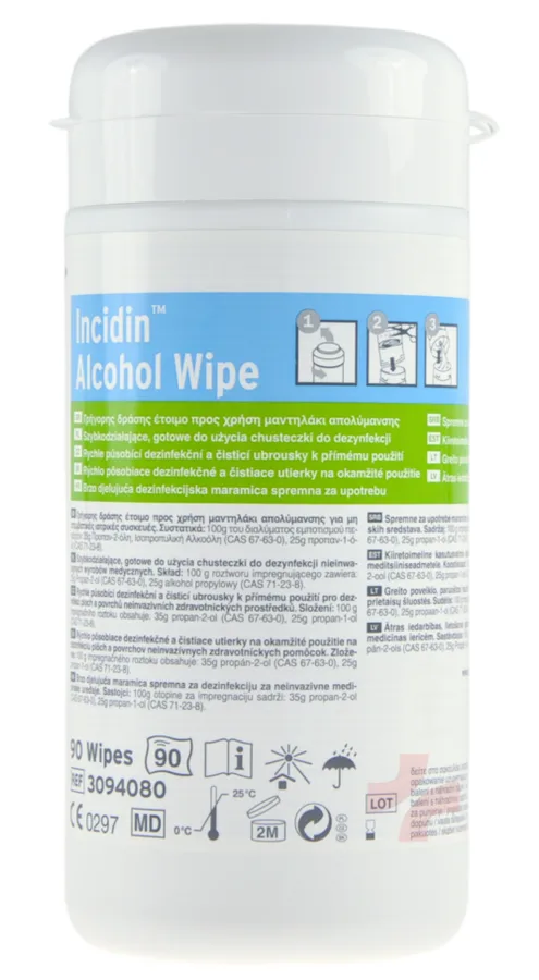 ECOLAB INCIDIN ALCOHOL WIPE Chusteczki do dezynfekcji wyrobów medycznych tuba a90